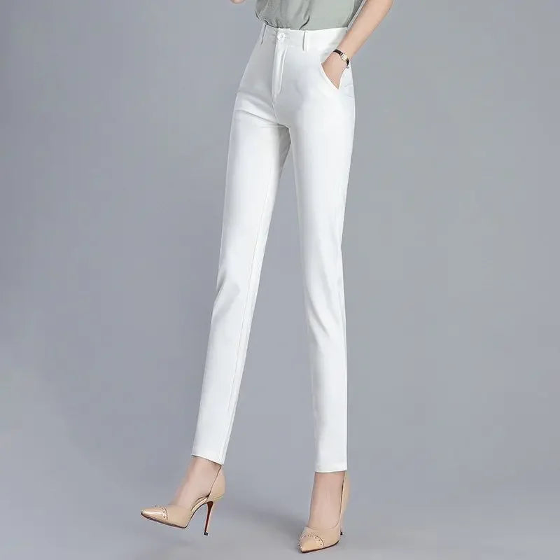 Women's Cropped Zipper Pencil Pants - Stylish Trousers for Women