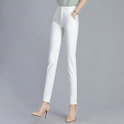 Women's Cropped Zipper Pencil Pants - Stylish Trousers for Women