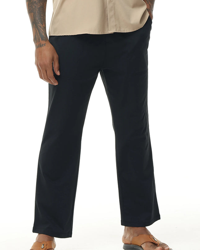 Men's Casual Linen Cotton  Pants Breathable Loos Elastic Waist