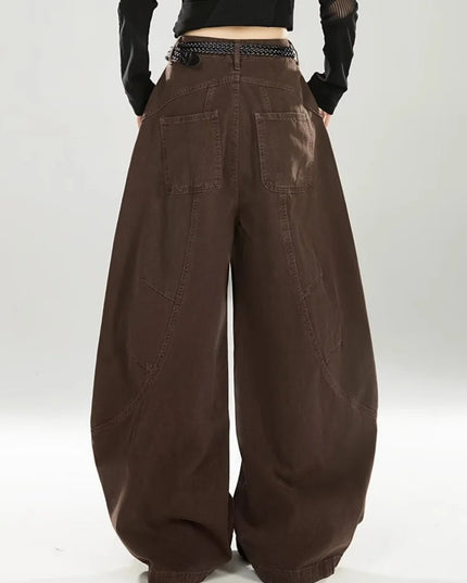 vintage Baggy Women's  Pants Wide Leg  Cotton Long Trousers