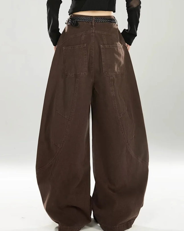 vintage Baggy Women's  Pants Wide Leg  Cotton Long Trousers