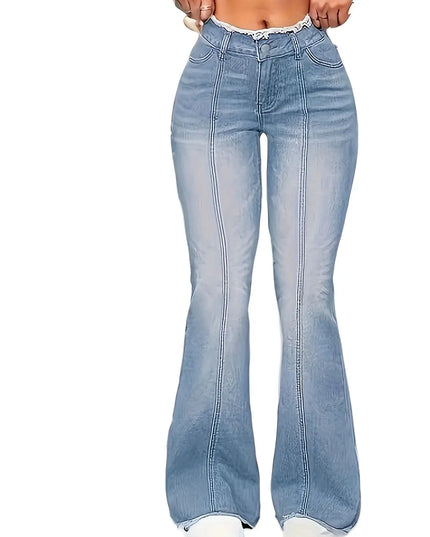 Women's Mid-Waist Slim Fit Stretch Denim Bootcut Flared Skinny Jeans