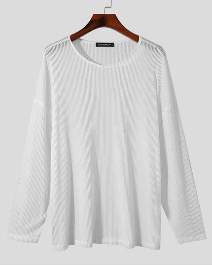 Men's Loose Knitted Transparent Sweater