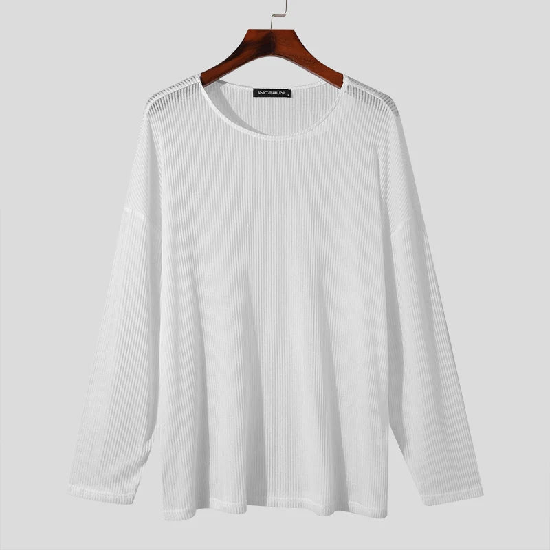 Men's Loose Knitted Transparent Sweater