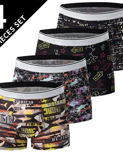 4-Pack Men's Comfortable Elastic Waist Trunks