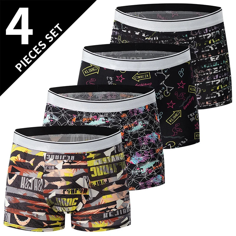 4-Pack Men's Comfortable Elastic Waist Trunks