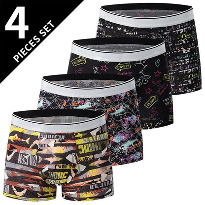 4-Pack Men's Comfortable Elastic Waist Trunks