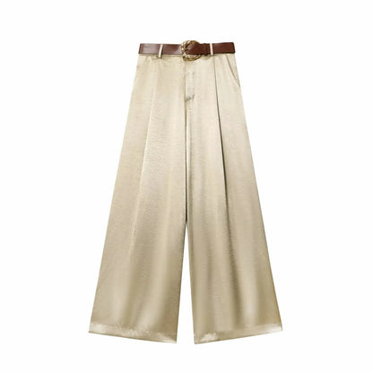 TRAF Women’s Baggy Belt Pants - Wide-Leg Casual Trousers for Women
