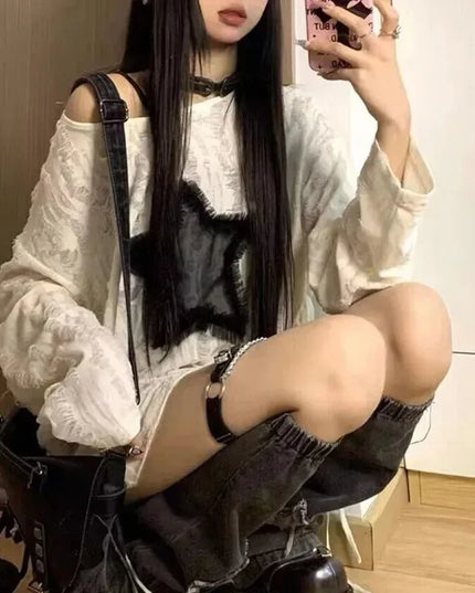Oversized Off-Shoulder Long Sleeve Sweater for Women