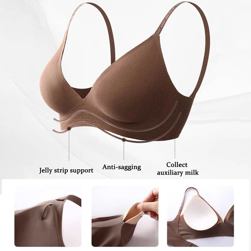 Women's Seamless Deep V Neck Bralette - Comfortable & Stylish Wireless Bra