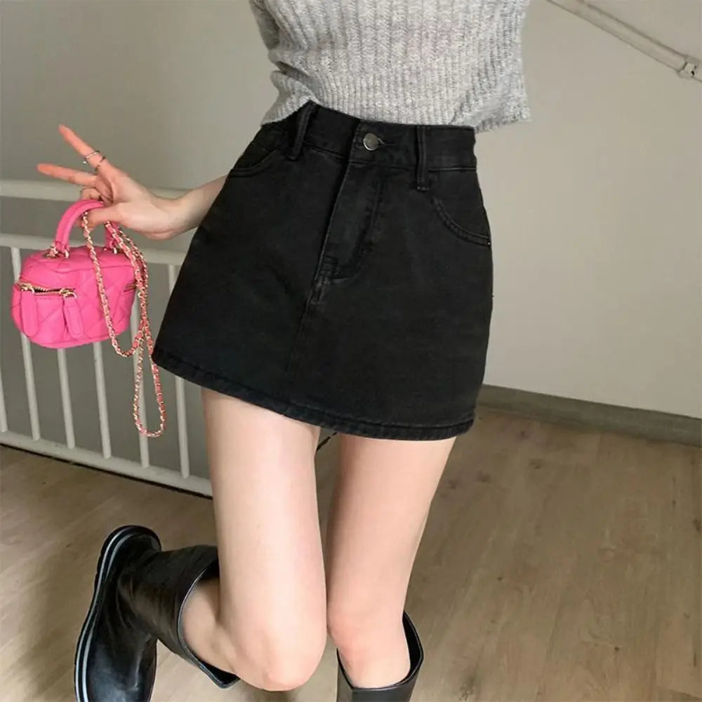 Women's High-Waist Denim Skirt - Slim Fit