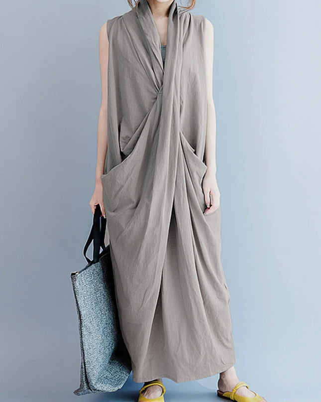 ZANZEA Women's Oversized Asymmetrical Maxi Sundress