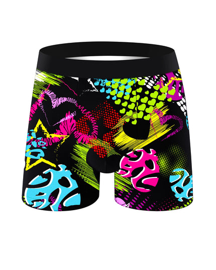 5-Pack Men's Soft Boxer Briefs with Long Graffiti Print