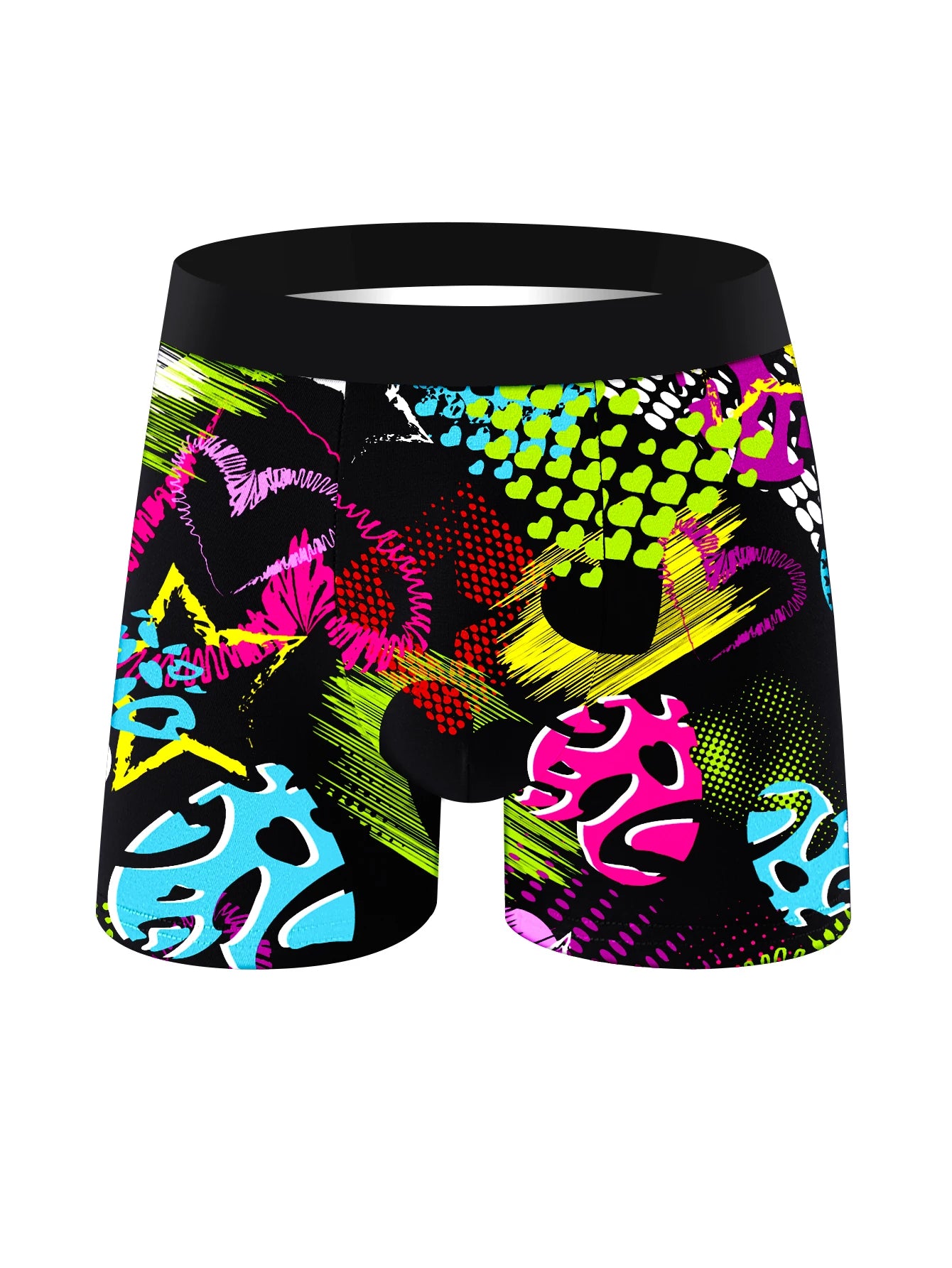 5-Pack Men's Soft Boxer Briefs with Long Graffiti Print