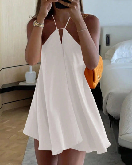 Women's Off-Shoulder Dress - Elegant Sleeveless, Hollow Out, Backless Design