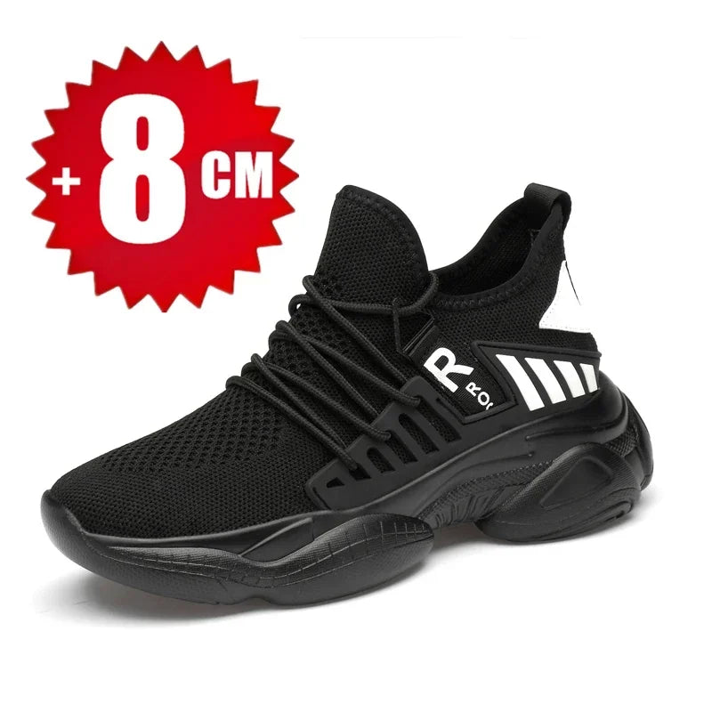 Men's Height-Boosting Running Shoes - Fly Weaving Sneakers with Thick Soles, Non-Slip and Comfort Fit