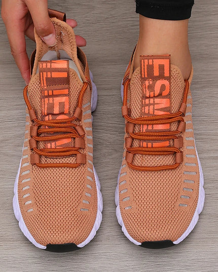 Regenerate Delete Women's Breathable Knitted Mesh Sneakers - Lightweight Lace up Shoes