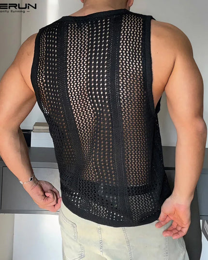 Incerun Men's Mesh Transparent Tank Top