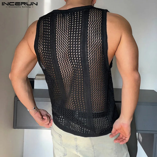 Incerun Men's Mesh Transparent Tank Top