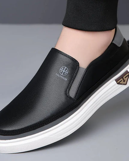 Men’s Leather Slip-On Loafers — Comfortable Flat Shoes