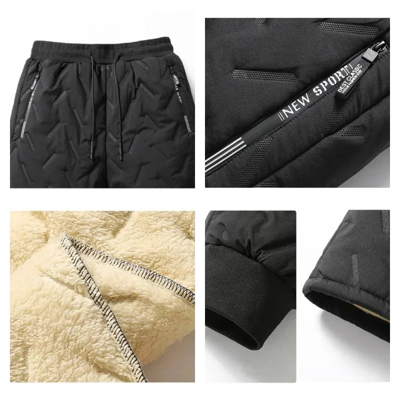 Men's Thick Plush Fleece Thermal Joggers - Faux Wool Sweatpants