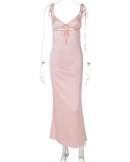 Women's Backless Lace-Up Spaghetti Strap Midi Dress