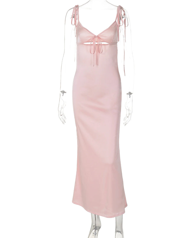 Women's Backless Lace-Up Spaghetti Strap Midi Dress