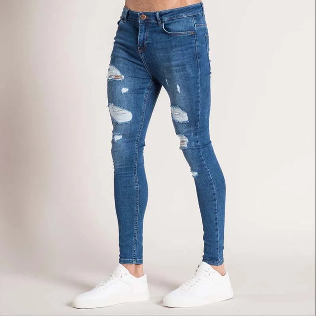 Men's Ripped Skinny Denim Jeans - Casual Style