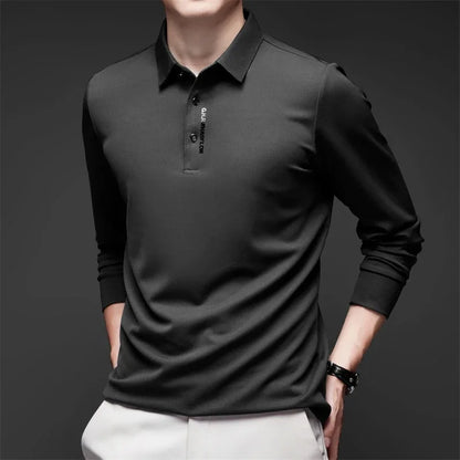 Men's Breathable Casual Long Sleeve Polo Shirt