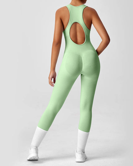 One-Piece Seamless Yoga Bodysuit with V-Back for Women