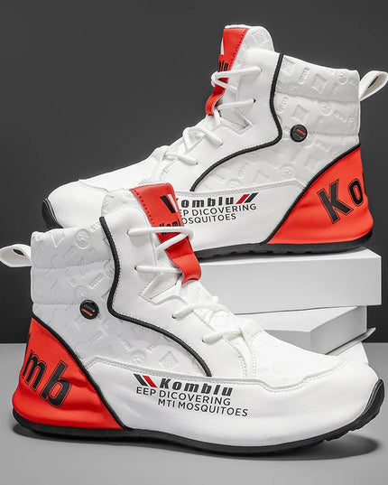 Men’s High-Top Casual Sneakers with Trendy Embossed Design and Shock-Absorbing Comfort