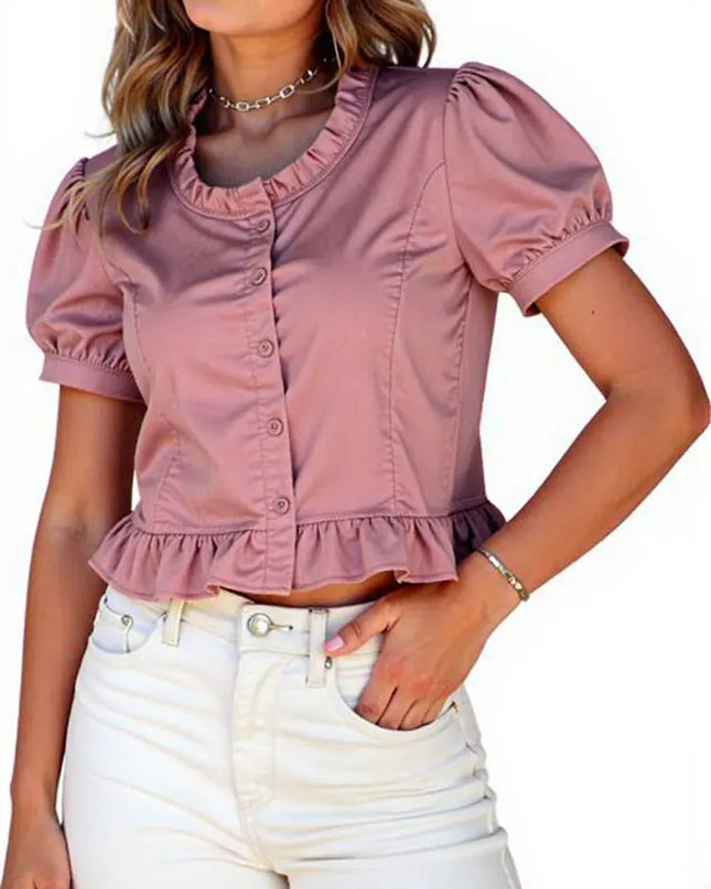 Elegant Women's Korean Ruffle Chiffon Blouse