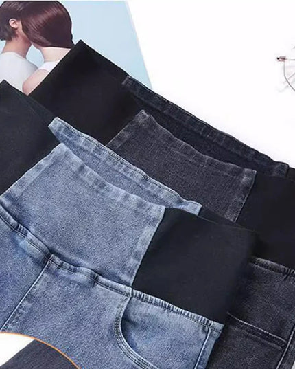 Women's High-Waisted Slim Fit Vintage Denim Jeans with Stretch
