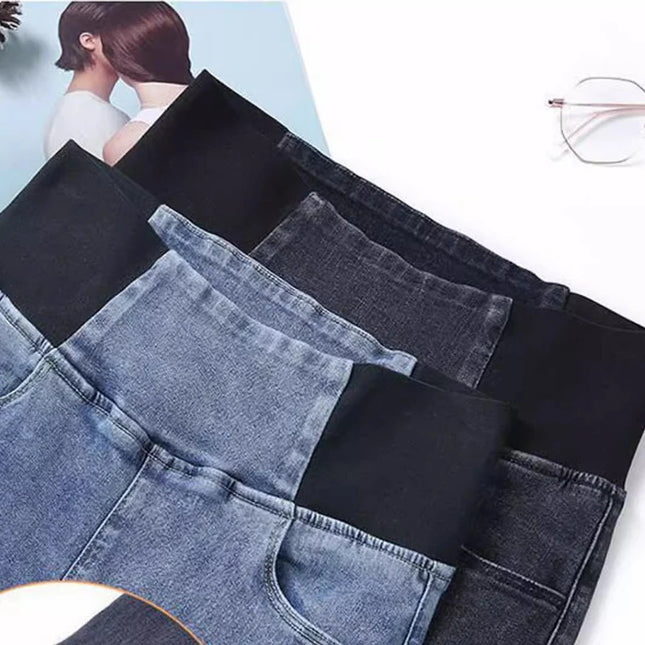 Women's High-Waisted Slim Fit Vintage Denim Jeans with Stretch