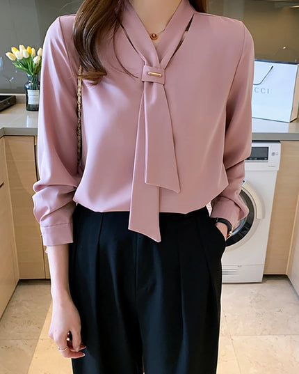 Women's Long Sleeve Chiffon Blouse Shirt