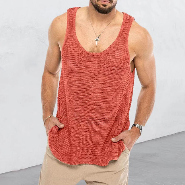 Men's tank top loose knit  mesh