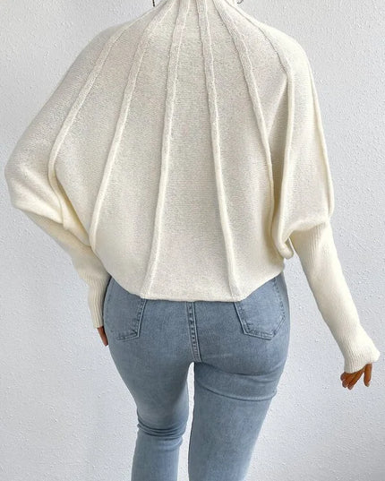Knit Pullover Sweater with Batwing Sleeves for Women