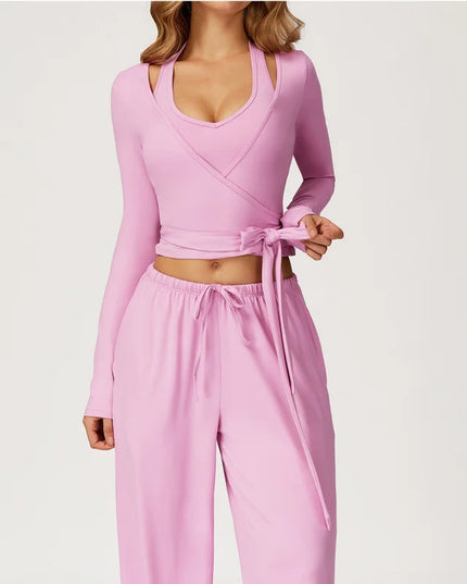 Women's 2/3 Pieces Quick-Dry Vest/Cropped Top and Drawstring Pants Set