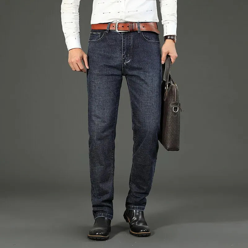 Men's Casual Straight Fit Stretch Denim Jeans 