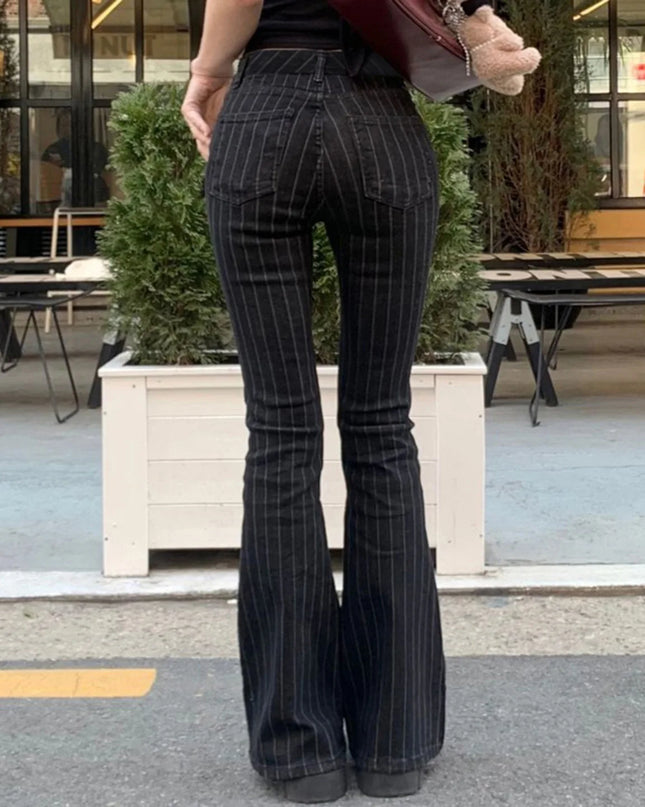 Women's Low Rise Bootcut Striped Flare Pants