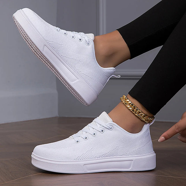Women's Casual Mesh Lace-up Sneakers with Breathable Design