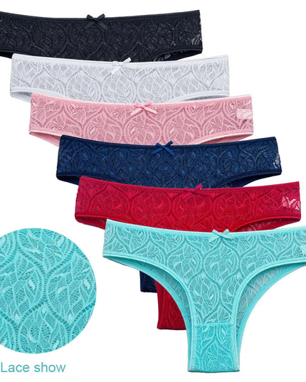 5-Piece Women's Lace Briefs Set - Transparent Low-Rise Panties