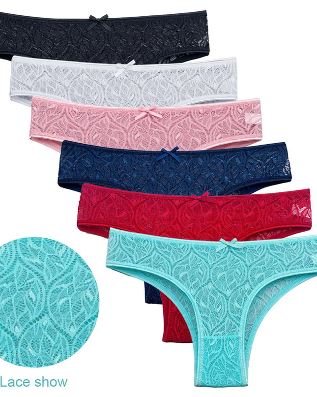 5-Piece Women's Lace Briefs Set - Transparent Low-Rise Panties