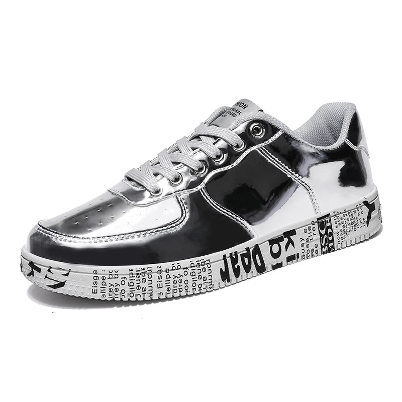 Premium Glossy Lace-Up Sneakers for Men