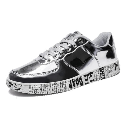 Premium Glossy Lace-Up Sneakers for Men