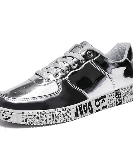 Premium Glossy Lace-Up Sneakers for Men