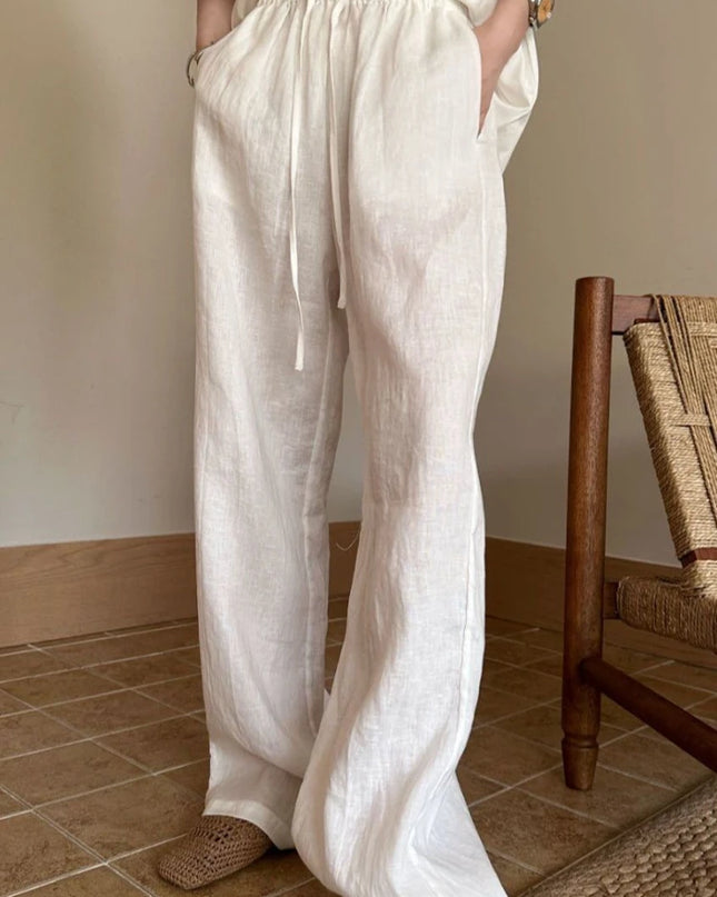 Women's Casual Wide-Leg High-Waisted Pants - Comfortable Thin Fit for Women
