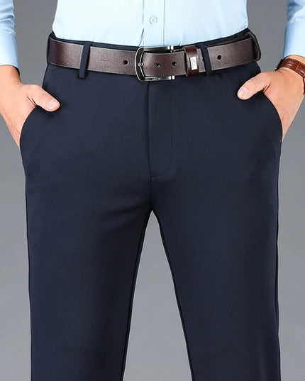 Men's Stretch Business Suit Pants - Straight-Leg Design for Comfort and Style
