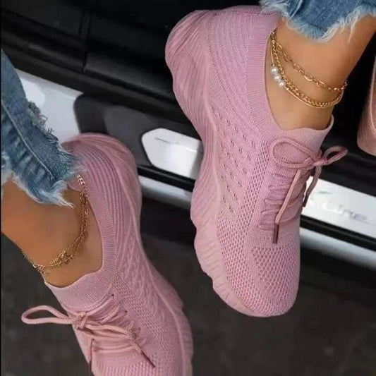 Breathable Casual Women's Sneakers with Lace-Up Design - Various Colors