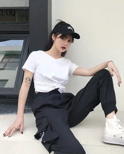 High-Waist Women's Joggers with Side Pockets - Comfortable Loose Fit